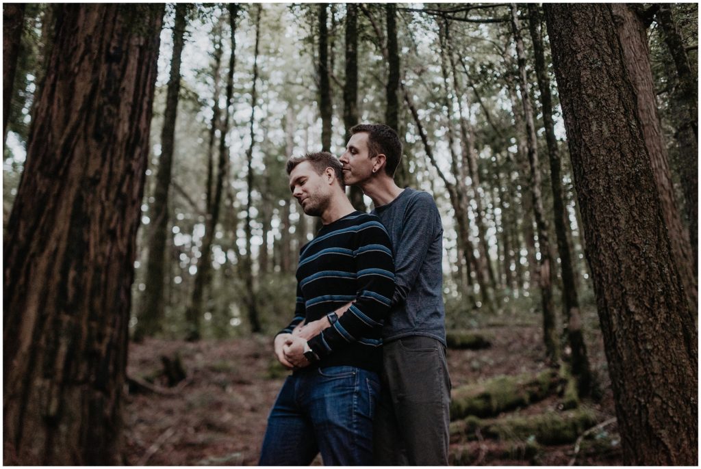 gay couple redwoods engagement
