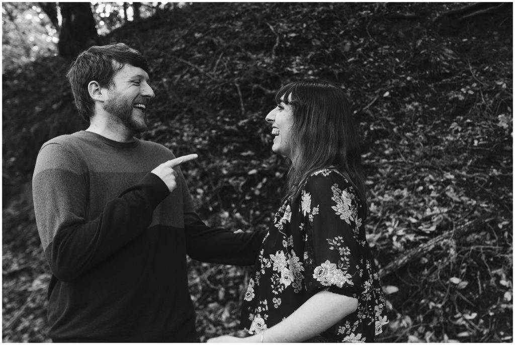 hike in the redwoods for an engagement session