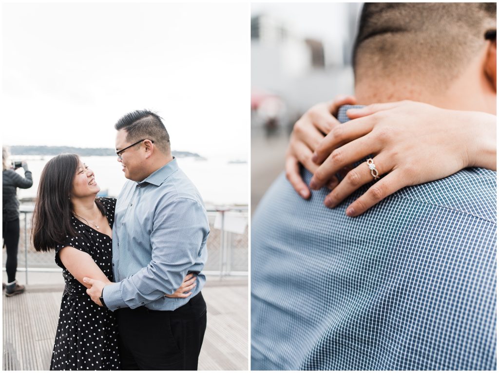 Pike Place engagement session ideas, engagement ring